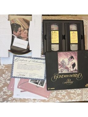 Gone With the Wind 50th Anniversary VHS Gift Set + Ltd Ed Collector Plate COA